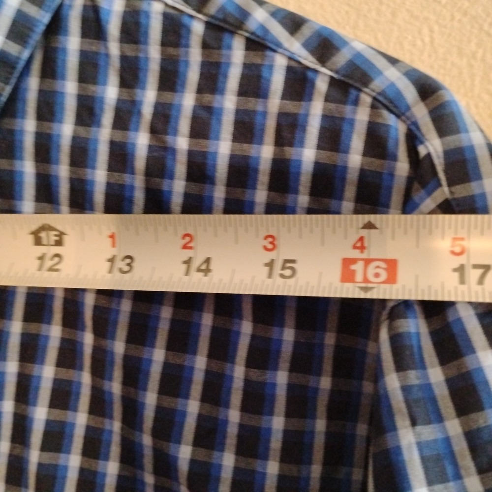 Claiborne Men's Blue Check Cotton Long Sleeve Casual Button-Up Shirt - Picture 3 of 7